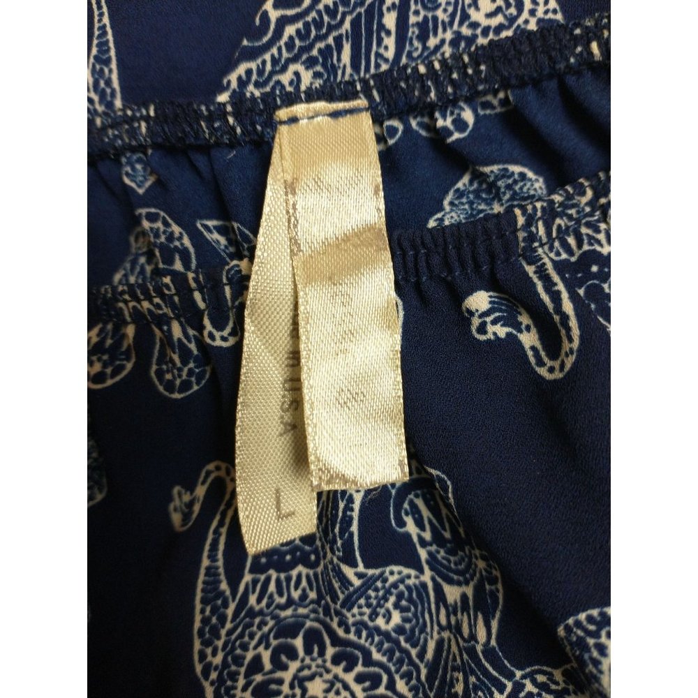Jesse & J Blue White Elephant Shorts Romper Size Large - Picture 4 of 9